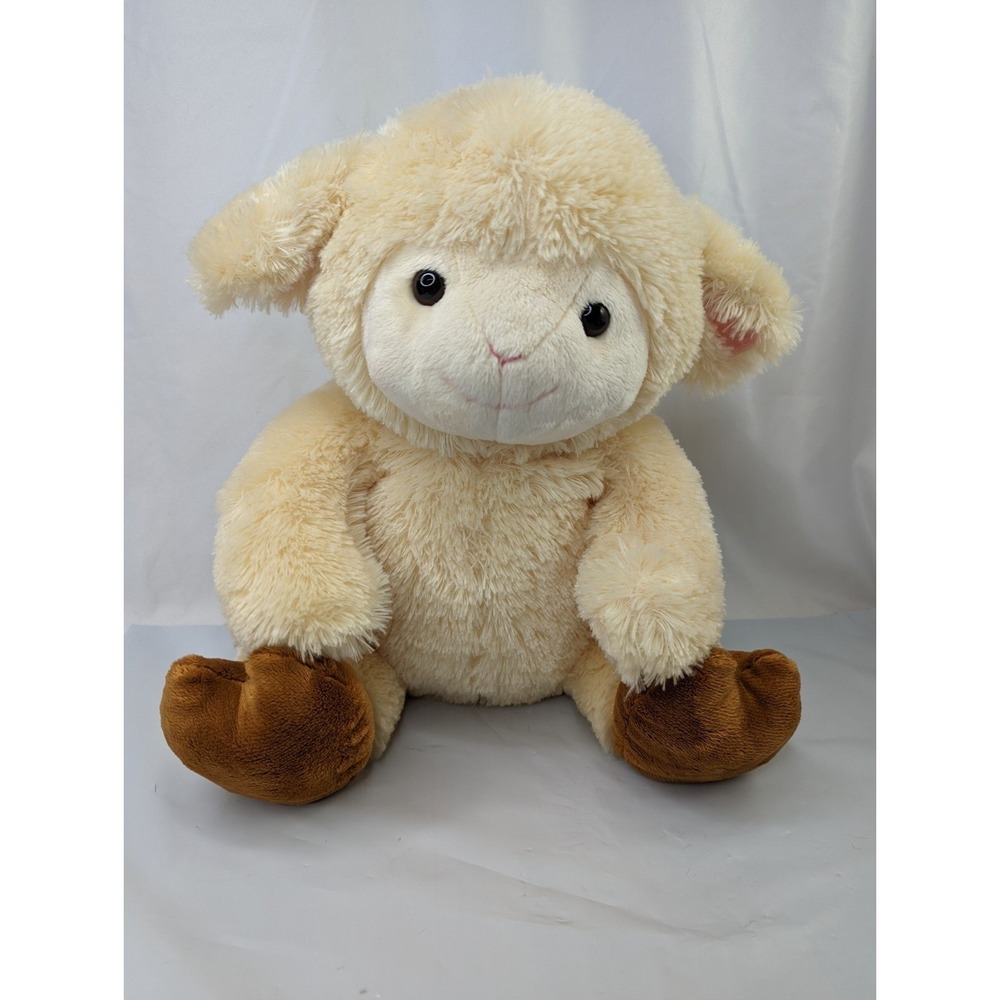 Walmart Tan Lamb Sheep Plush 14 Inch‎ Brown Feet Stuffed Animal Toy